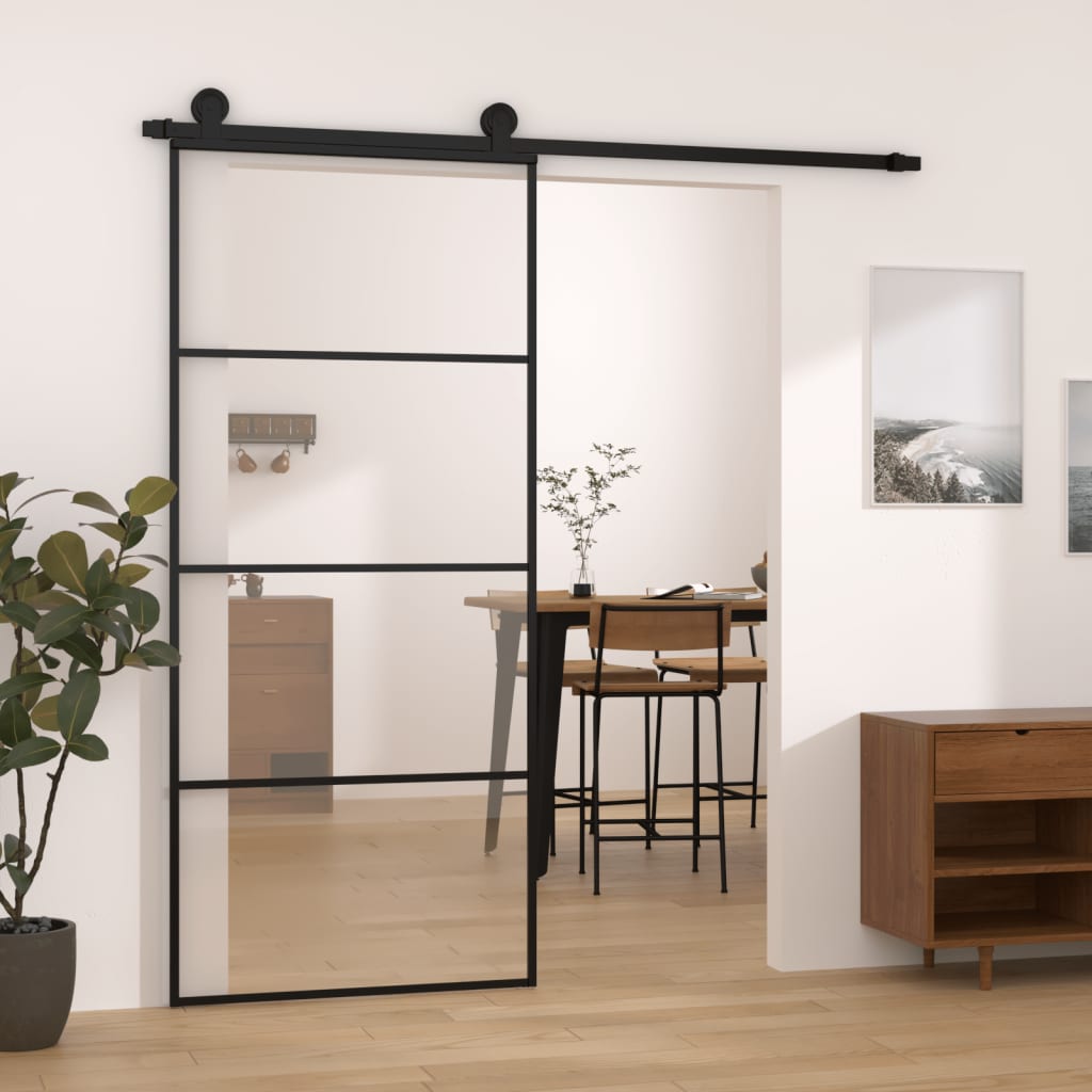 Porta deslizante c/ conj. ferragens 90x205cm vidro esg/alumínio