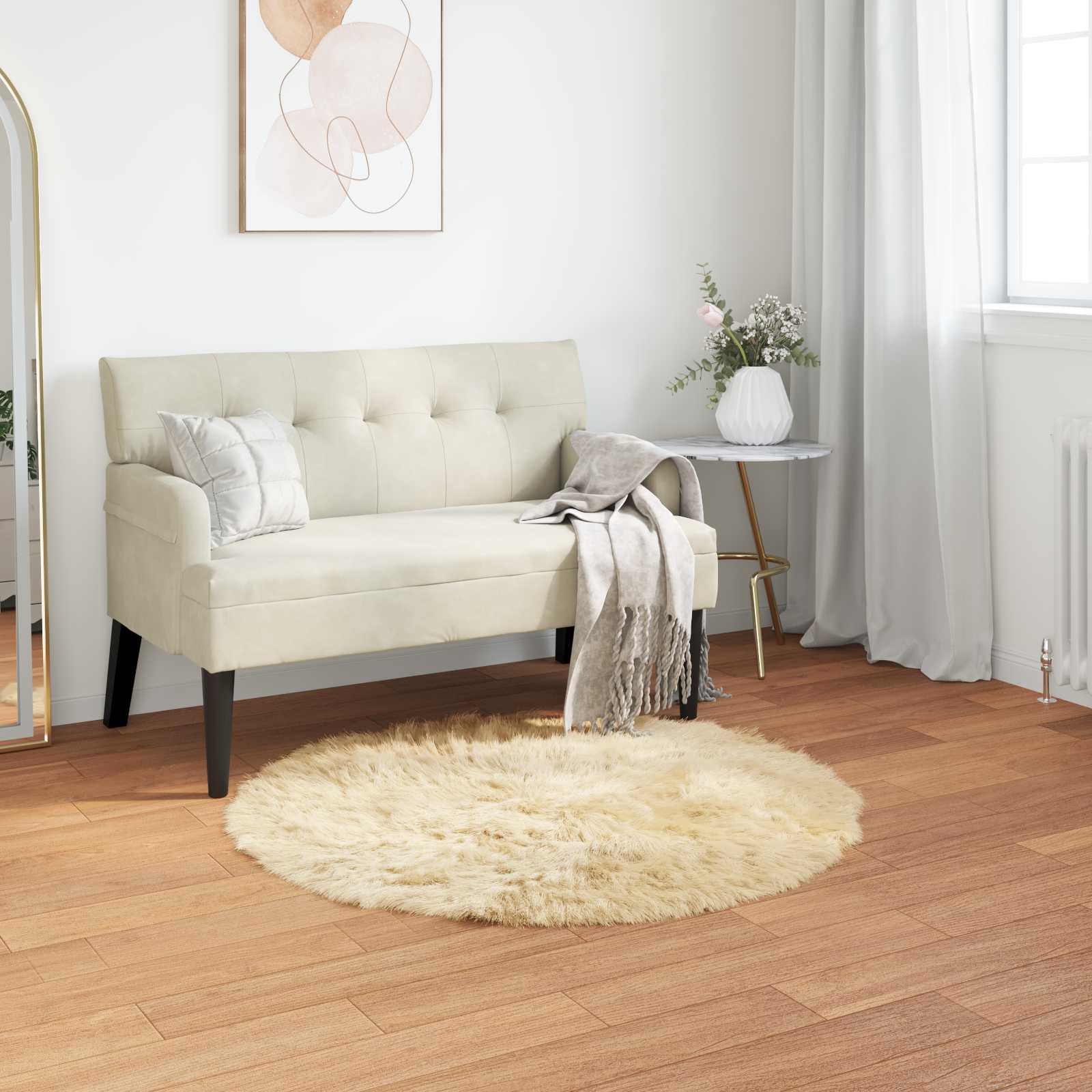 Tapete de de ovelha sintética tafalla creme ø 80 cm poliéster