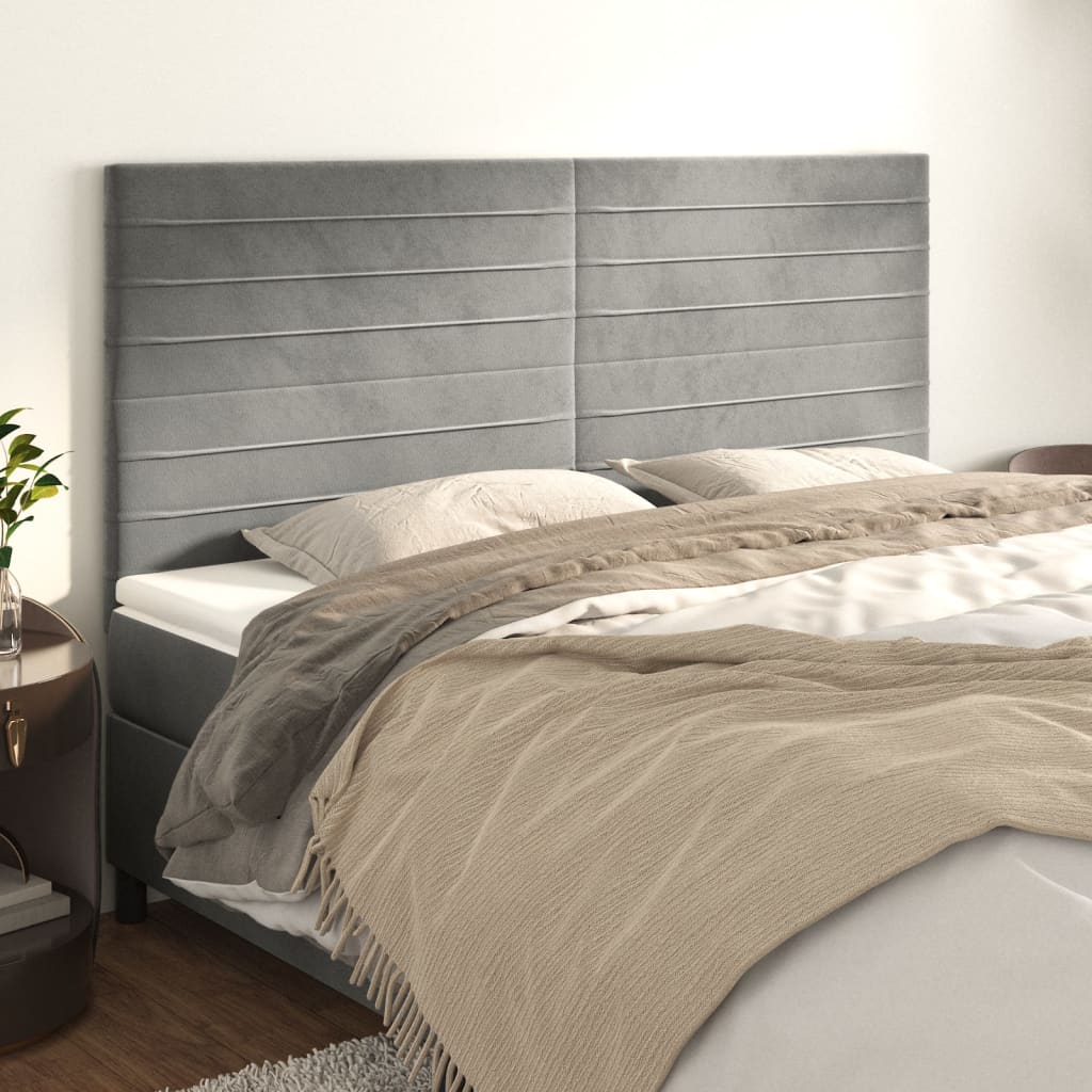 Cabeceira cinza claro 200x5x118/128 cm veludo