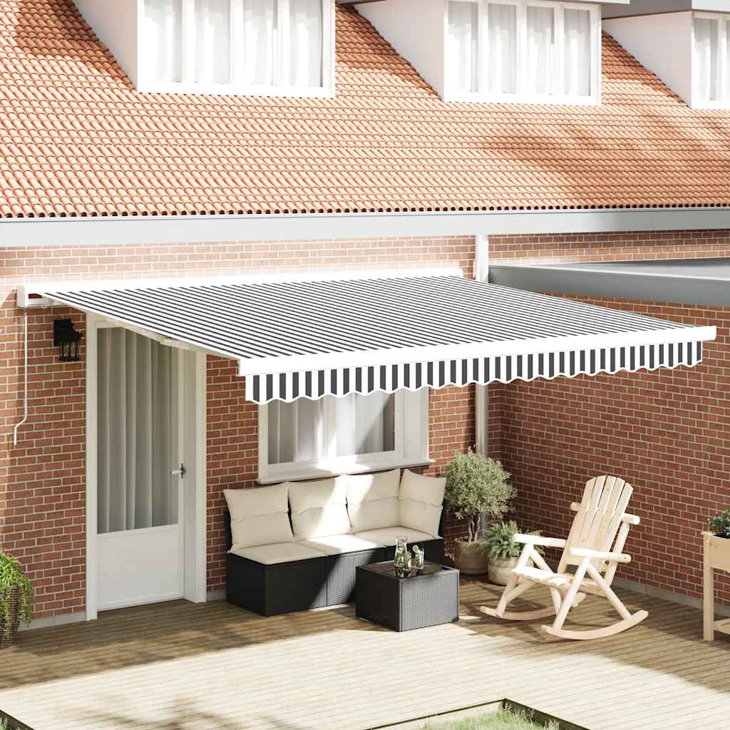 Toldo retrátil 4x3 m tecido e alumínio antracite e branco