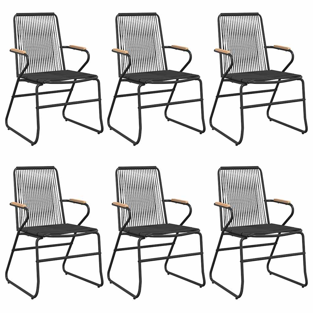 7 Pcs conjunto de jantar para jardim vime de PVC preto