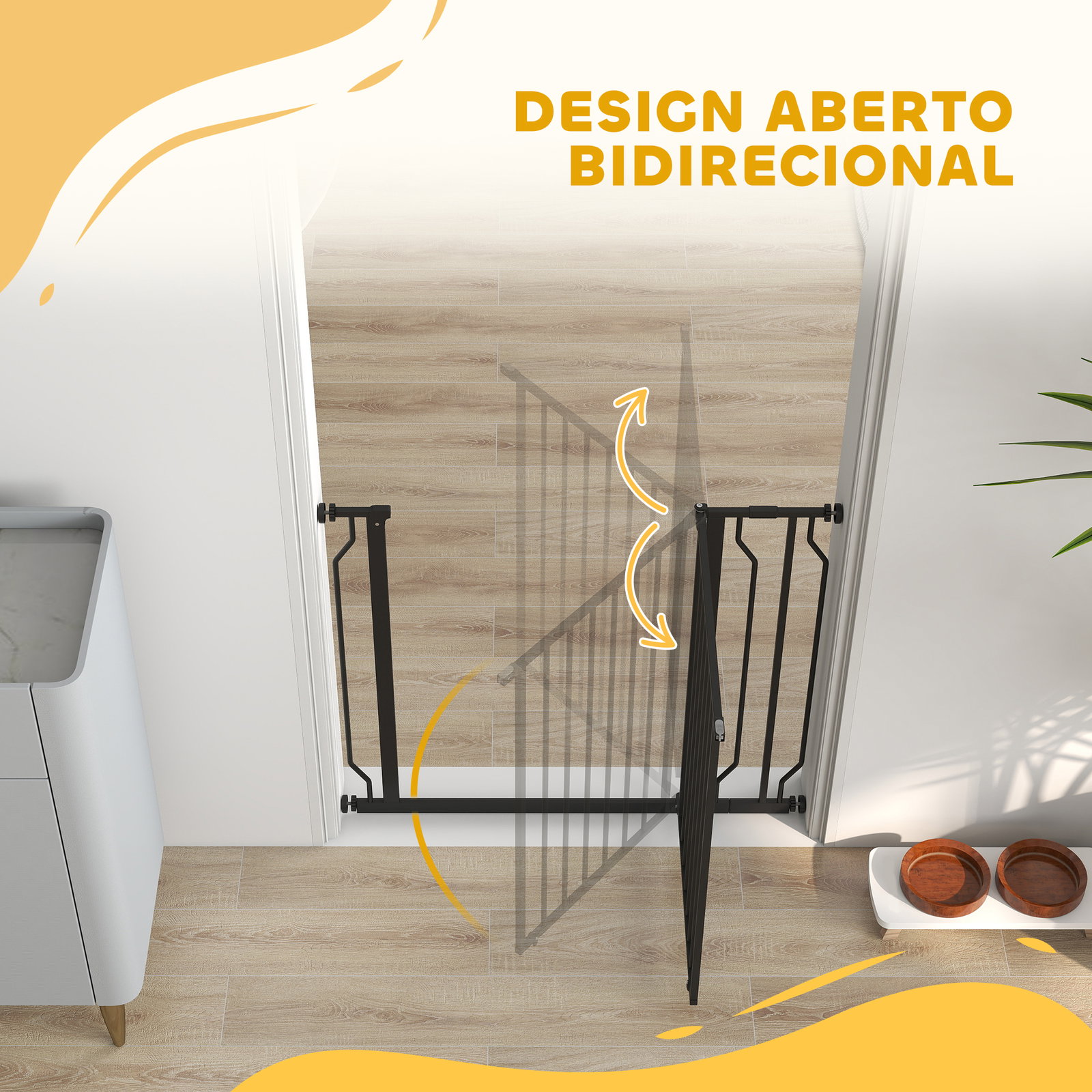 Barreira de segurança para cães extensível para escadas e portas 75-95 cm com 1 extensão e 10 cm altura 76 cm preto
