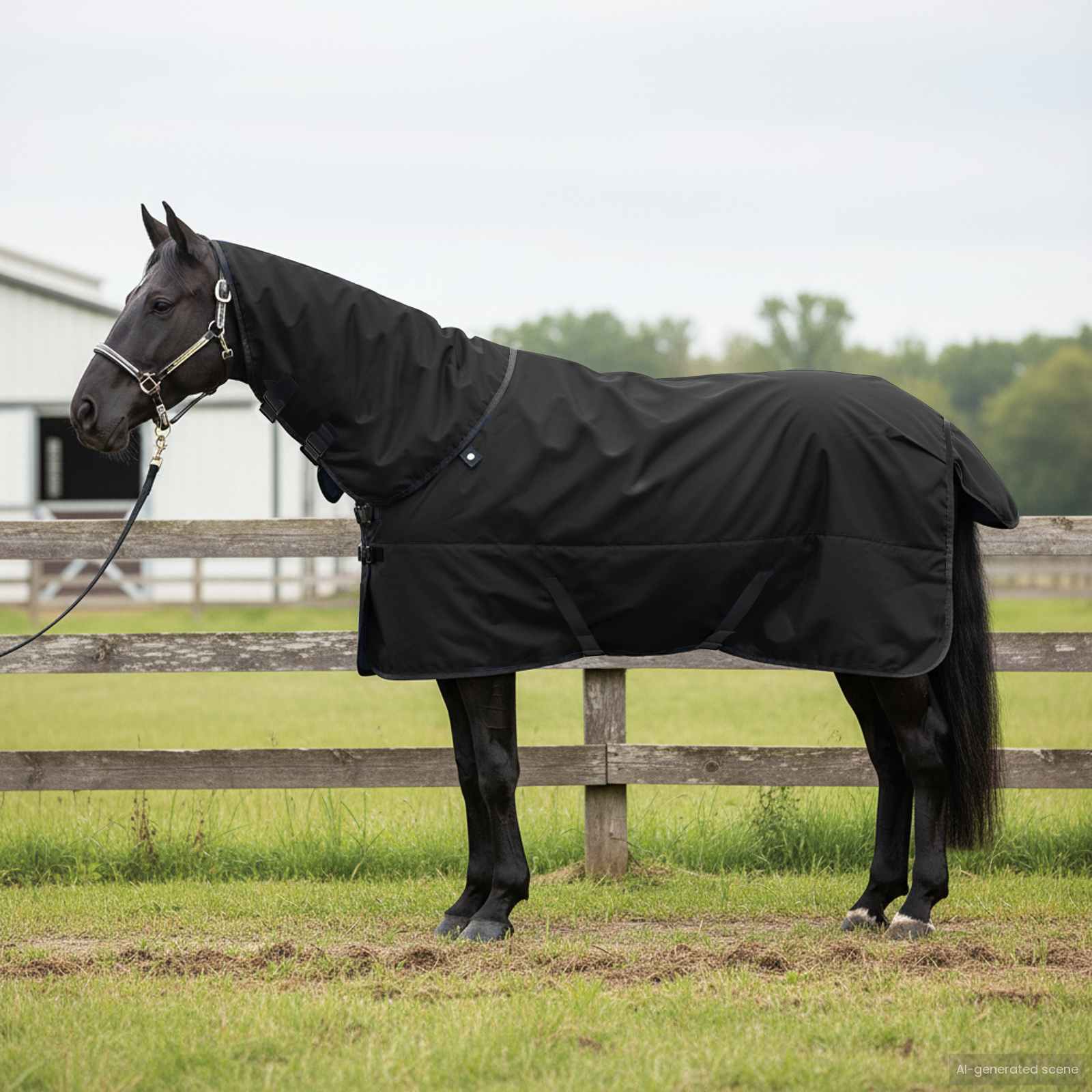 Cobertor de cavalo verde escuro e preto 145 cm poliéster
