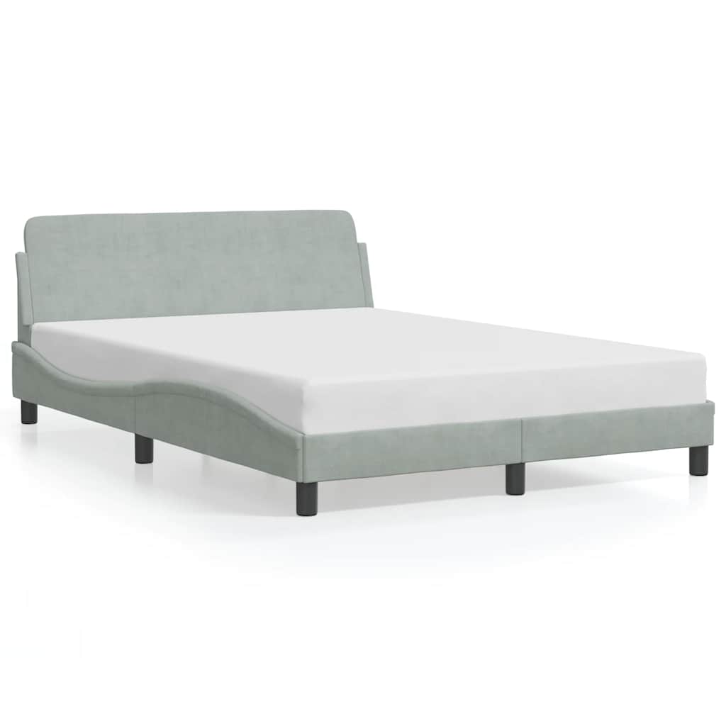 Estrutura de cama dover cinza claro 135x190 cm em veludo