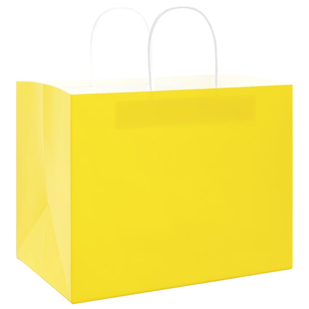 Sacos de papel 250 unid com alças amarelo 32x22x24 cm