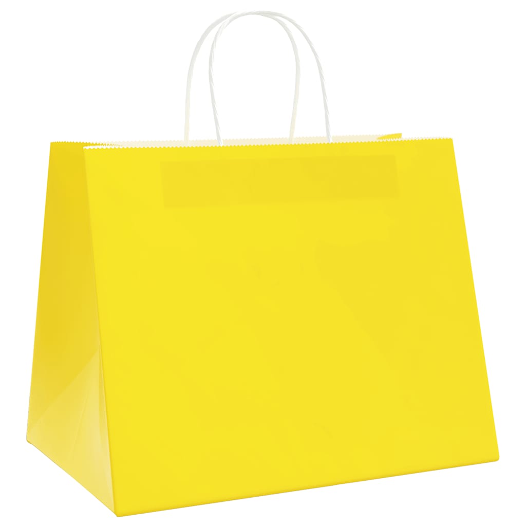 Sacos de papel 250 unid com alças amarelo 32x22x24 cm