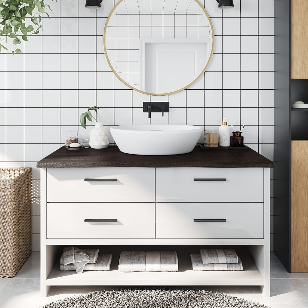 Bancada p/ wc 100x60x(2-4)cm madeira tratada maciça castanho