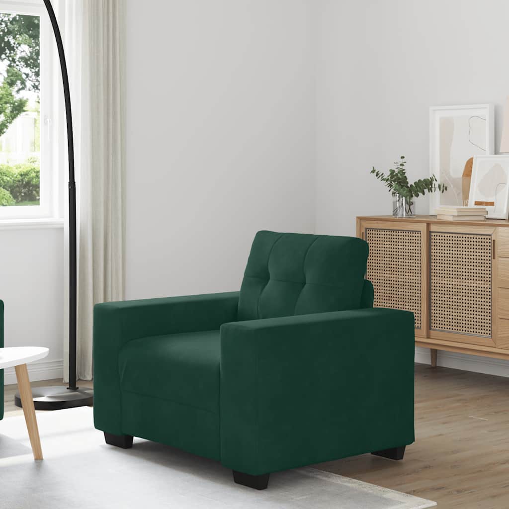 Poltrona de veludo verde escuro 100x78x80 cm