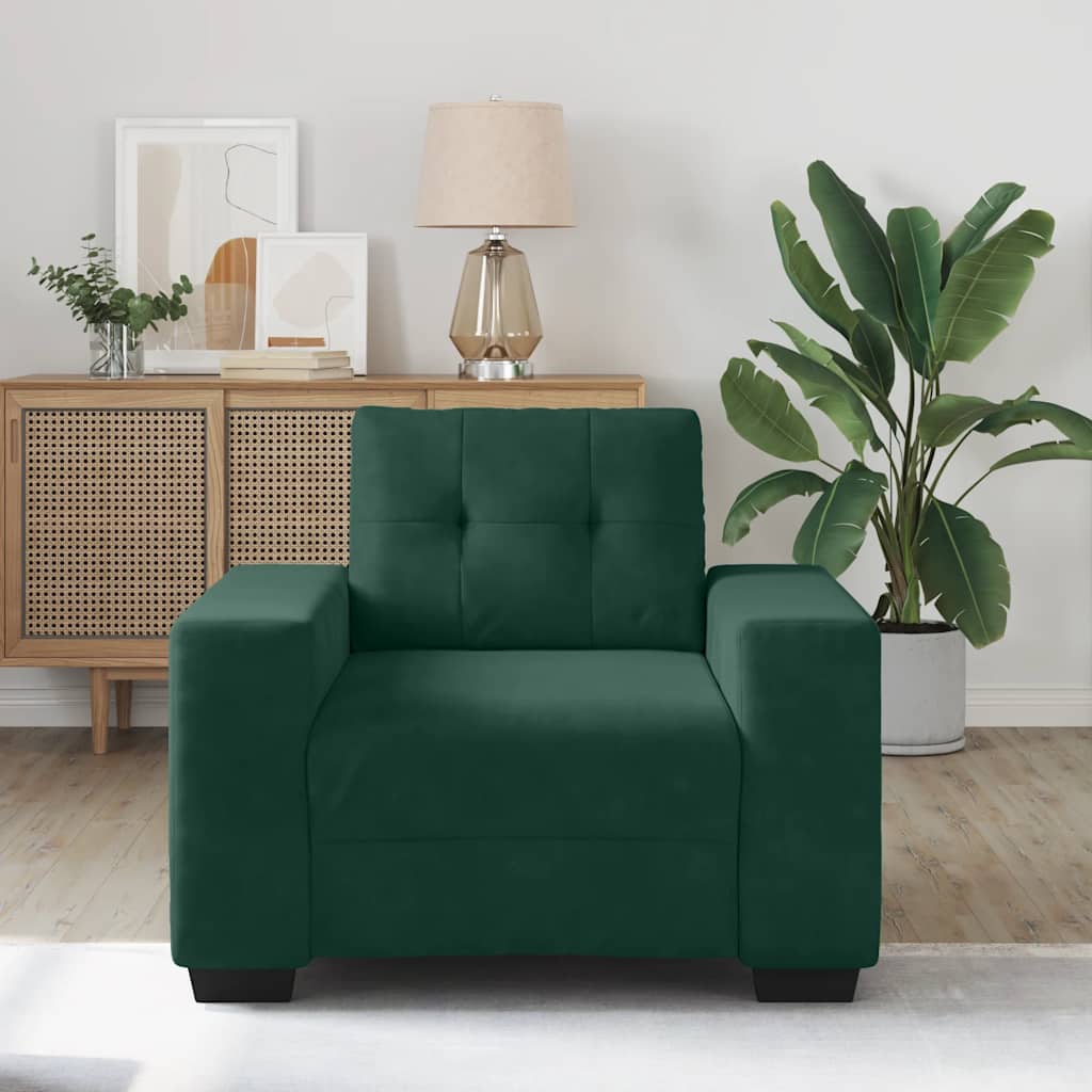 Poltrona de veludo verde escuro 100x78x80 cm