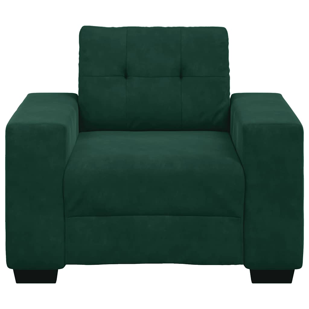 Poltrona de veludo verde escuro 100x78x80 cm