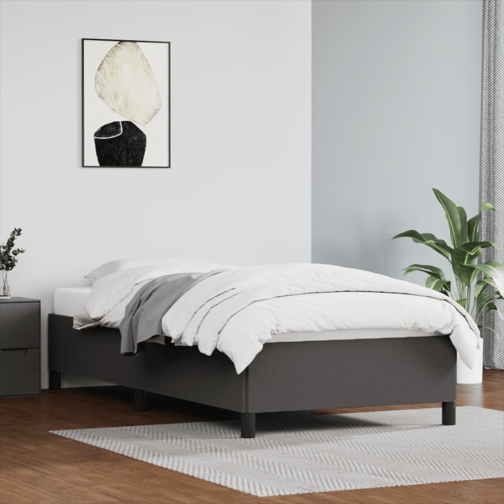 Estrutura de cama 90x190 cm couro artificial cinzento