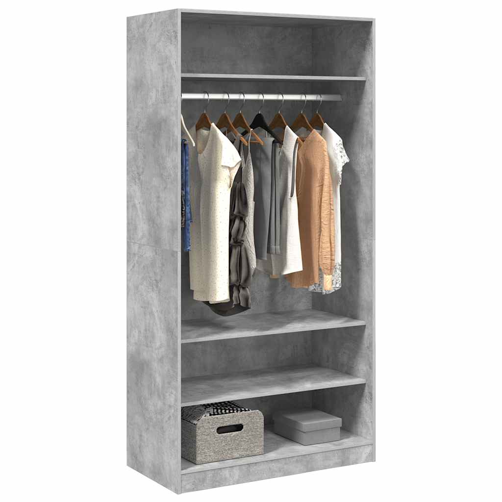 Roupeiro 100x50x200 cm contraplacado cinzento cimento