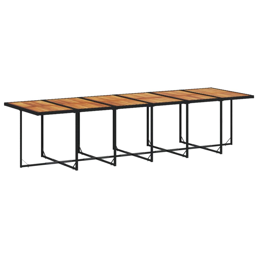 13 Pcs conjunto de jantar p/jardim com almofadões vime PE preto