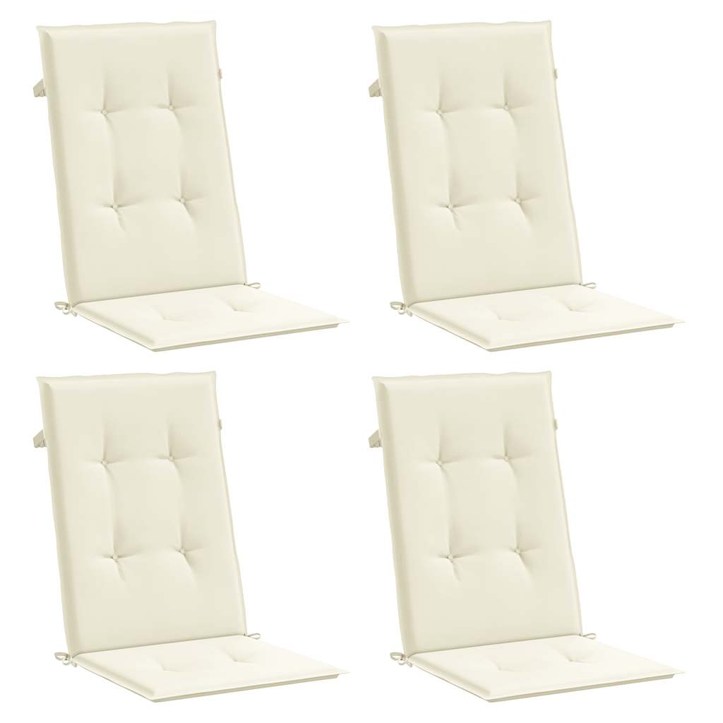 Almofadões para cadeiras altas de jardim 4 pcs tecido creme