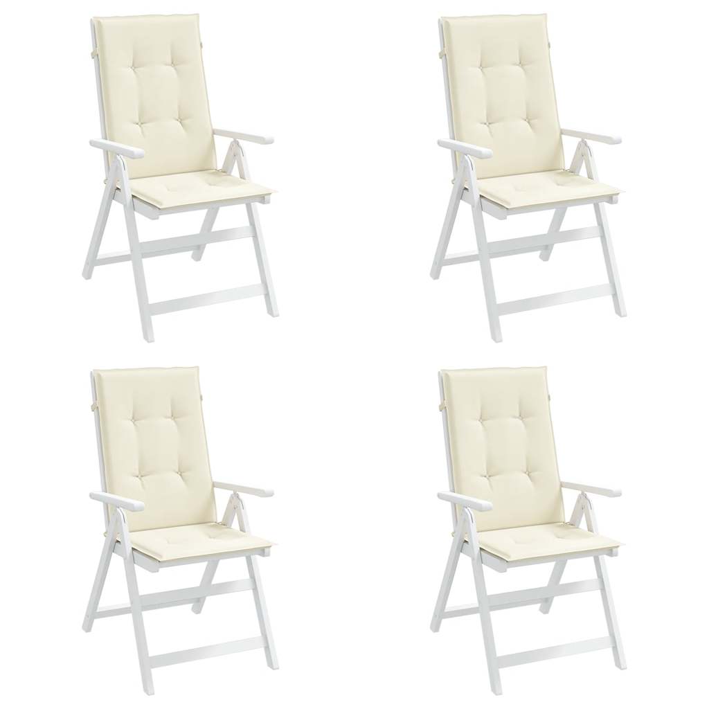 Almofadões para cadeiras altas de jardim 4 pcs tecido creme