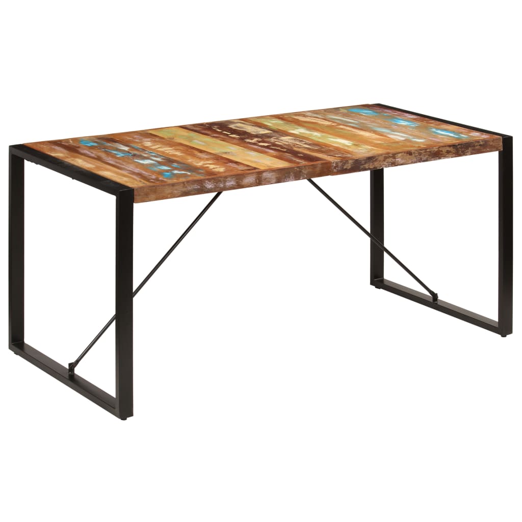 Mesa de jantar 160x80x75 cm madeira recuperada maciça