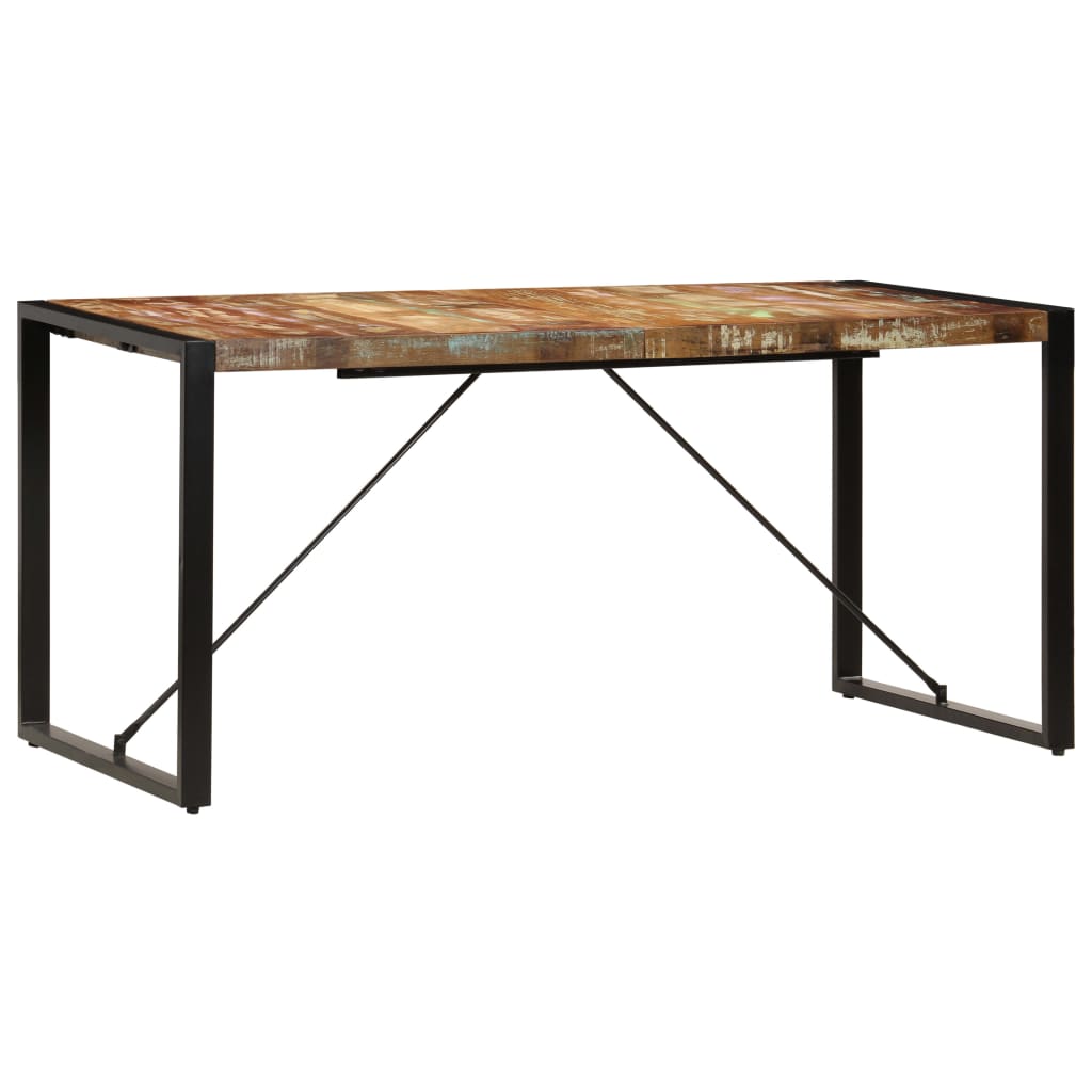 Mesa de jantar 160x80x75 cm madeira recuperada maciça