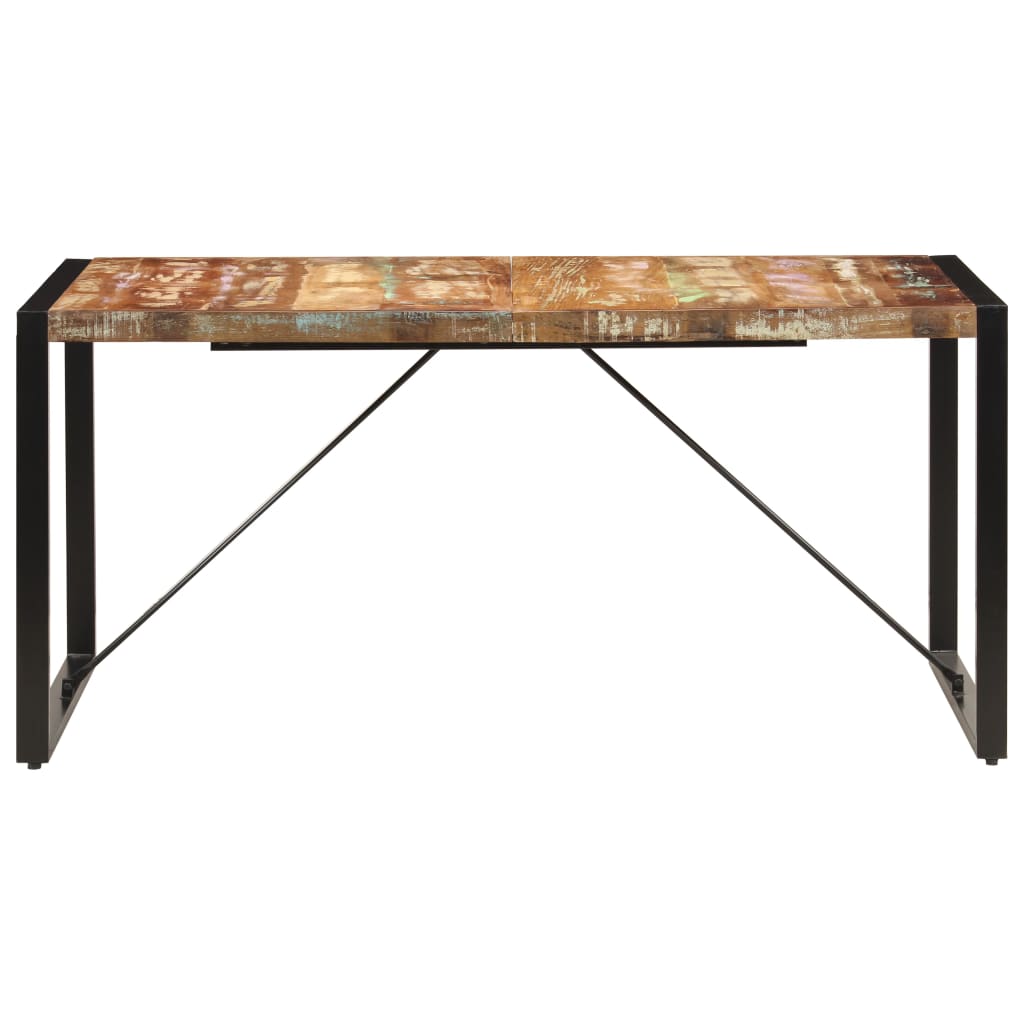 Mesa de jantar 160x80x75 cm madeira recuperada maciça