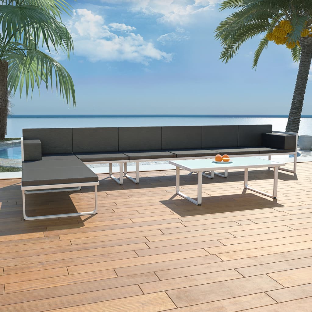 5 Pcs conjunto lounge para jardim textilene e alumínio preto