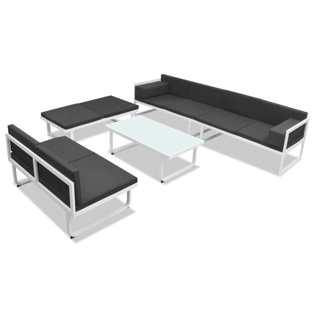 5 Pcs conjunto lounge para jardim textilene e alumínio preto