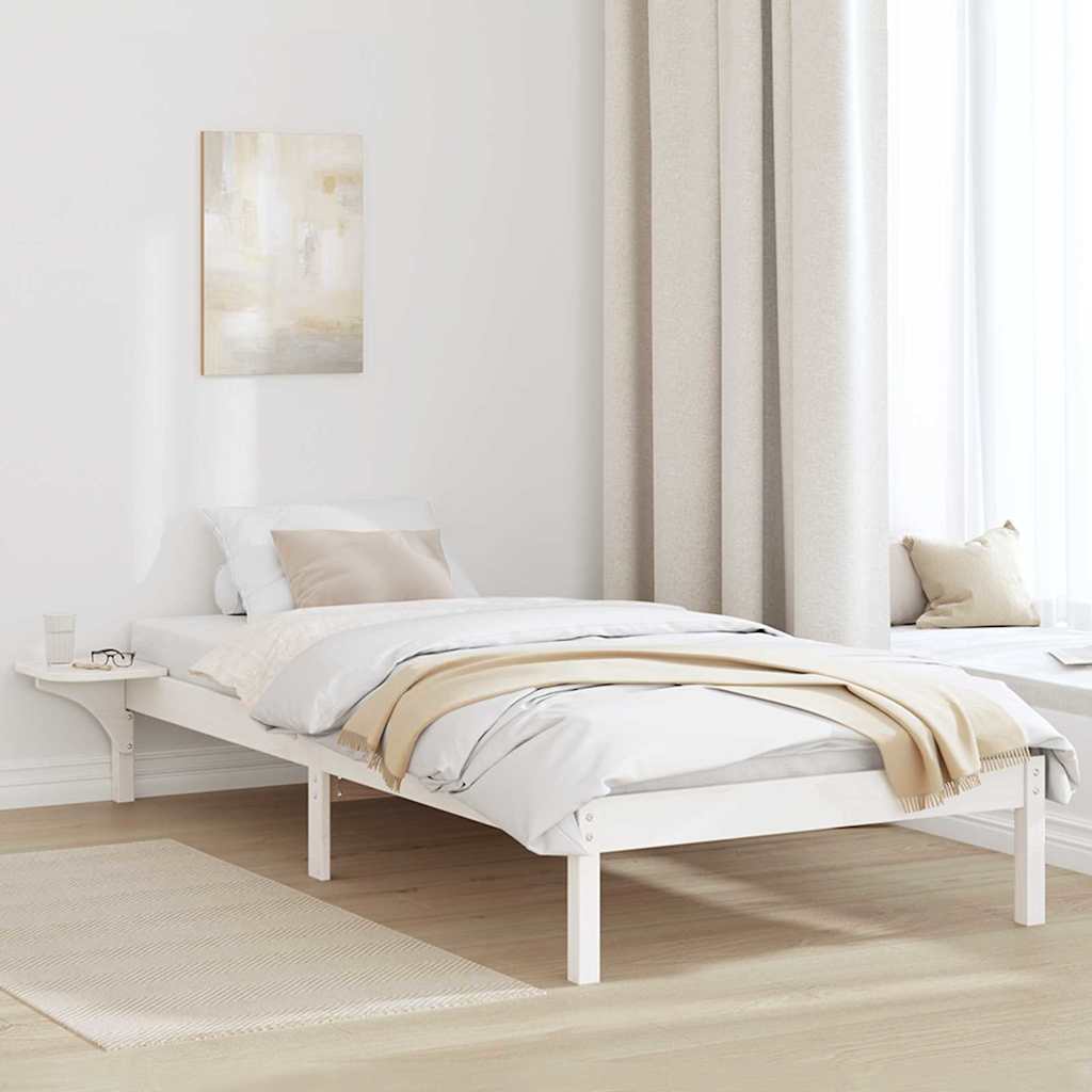 Estrutura da cama branco 80 x 200 cm madeira de pinheiro sólida
