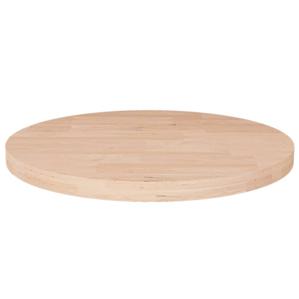 Tampo de mesa redondo ø50x2,5 cm carvalho maciço não tratado