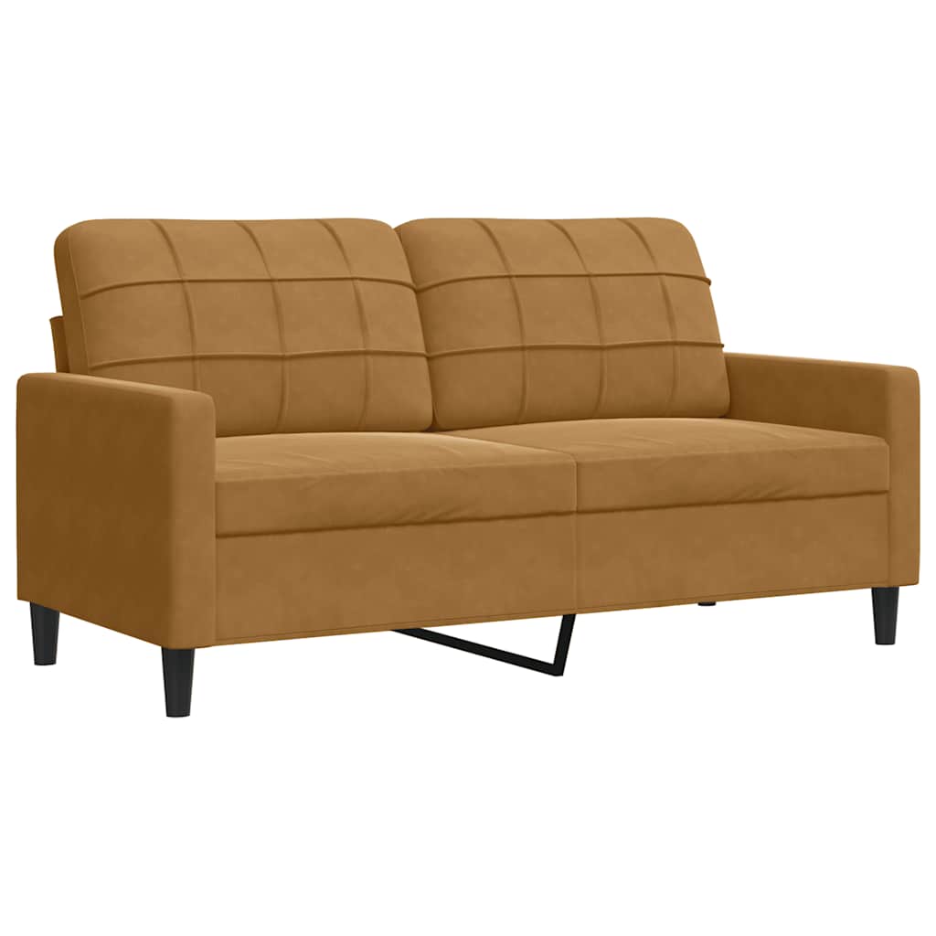 3 Pcs conjunto de sofás com almofadões veludo castanho