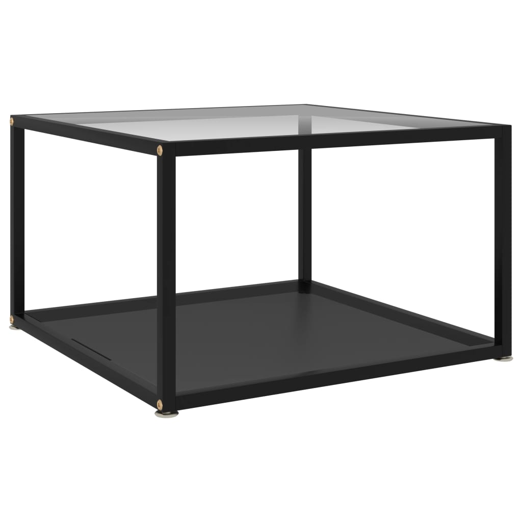 Mesa de centro 60x60x35 cm vidro temperado transparente e preto