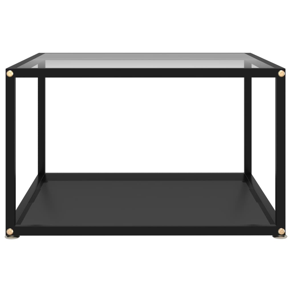 Mesa de centro 60x60x35 cm vidro temperado transparente e preto