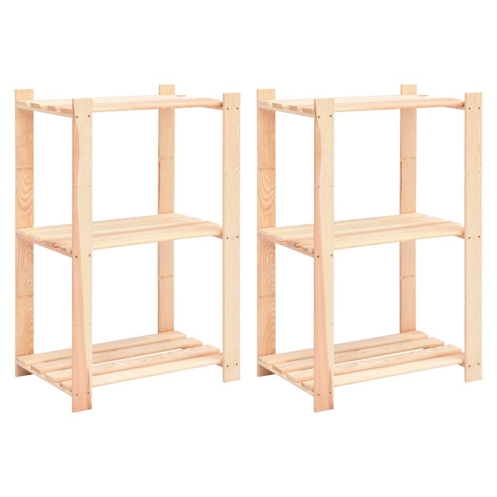 2 Unidades arrumação 3 prateleiras 60x38x90cm pinho 150 kg
