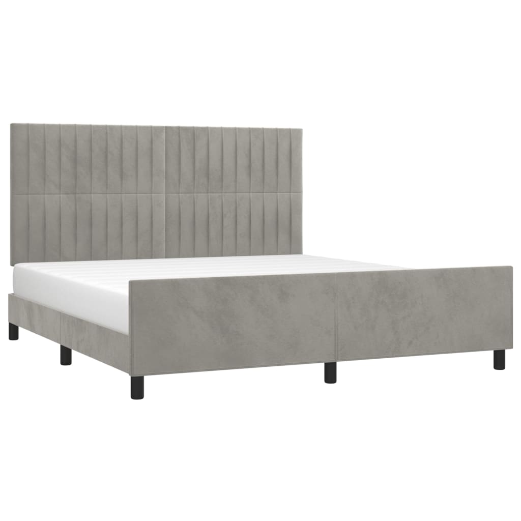 Estrutura de cama sem colchão 160x200 cm veludo cinzento-claro