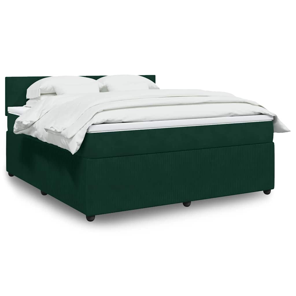 Cama com molas/colchão 180x200 cm veludo verde-escuro