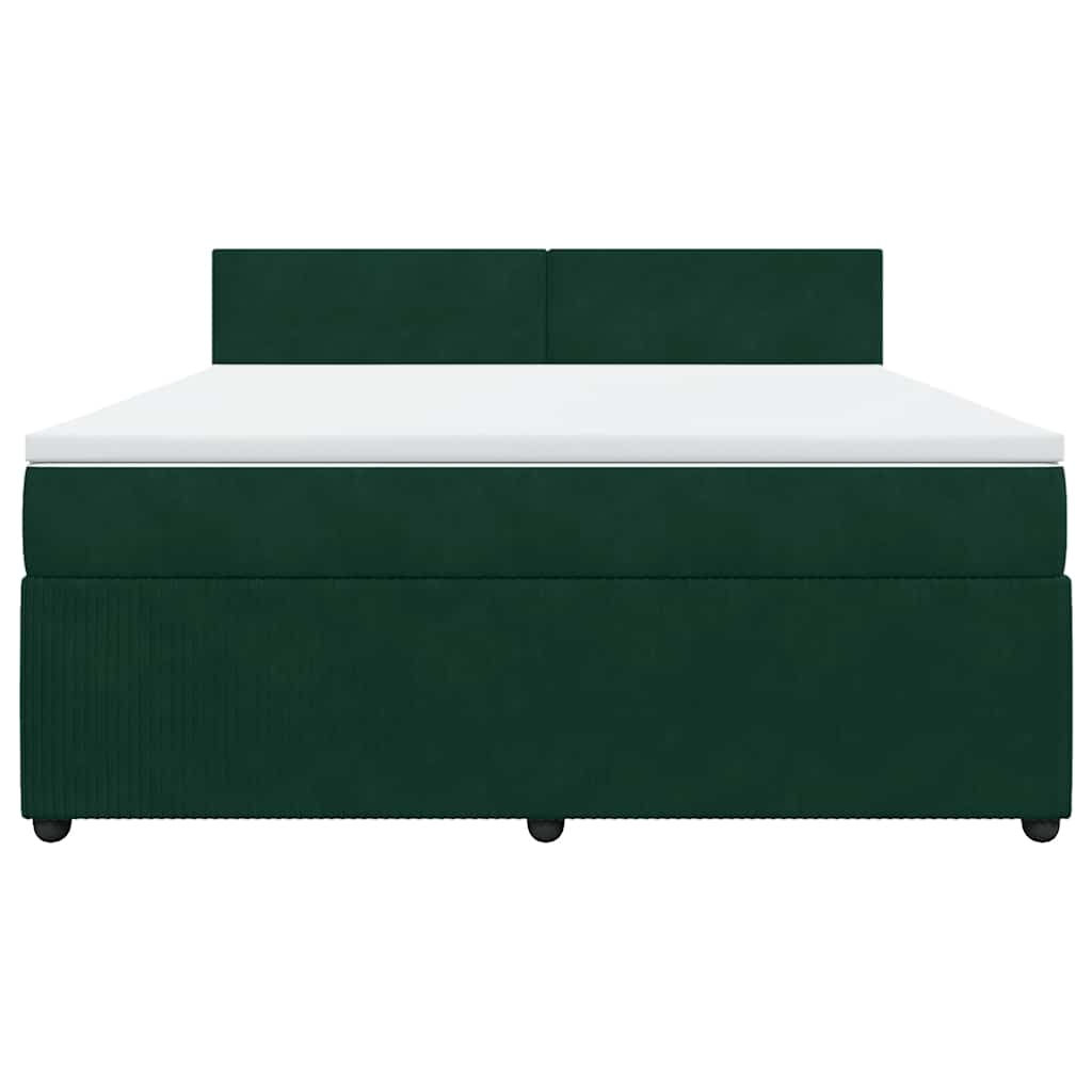 Cama com molas/colchão 180x200 cm veludo verde-escuro