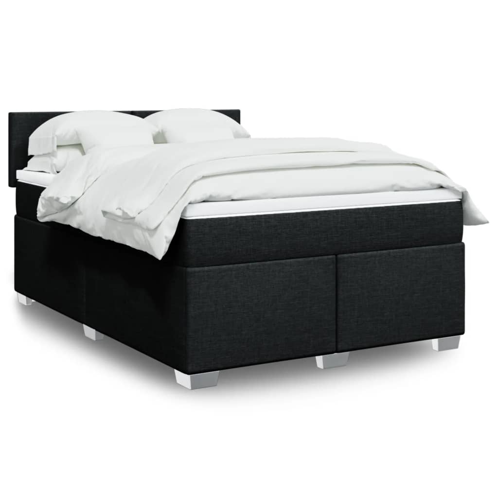 Cama com molas/colchão 140x190 cm tecido preto