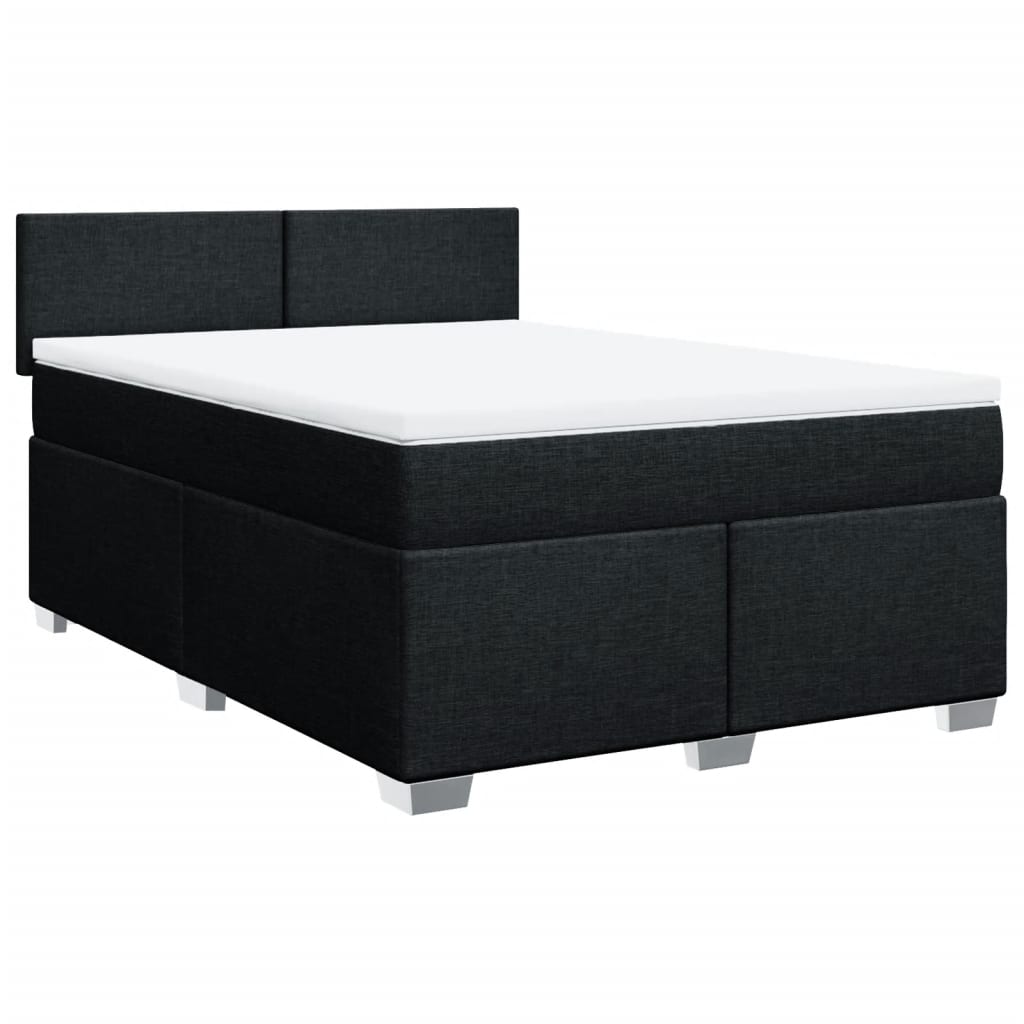 Cama com molas/colchão 140x190 cm tecido preto