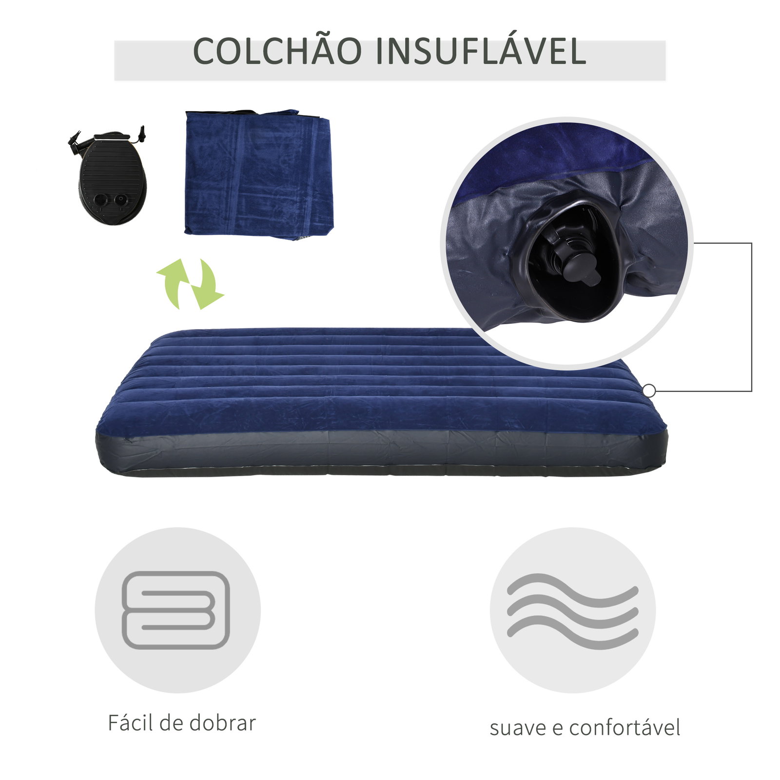 Cama Dupla de Camping Dobrável com Tenda 4 em 1 Cama de Campismo Elevada com Colchão Insuflável e Saco de Transporte em Tecido O