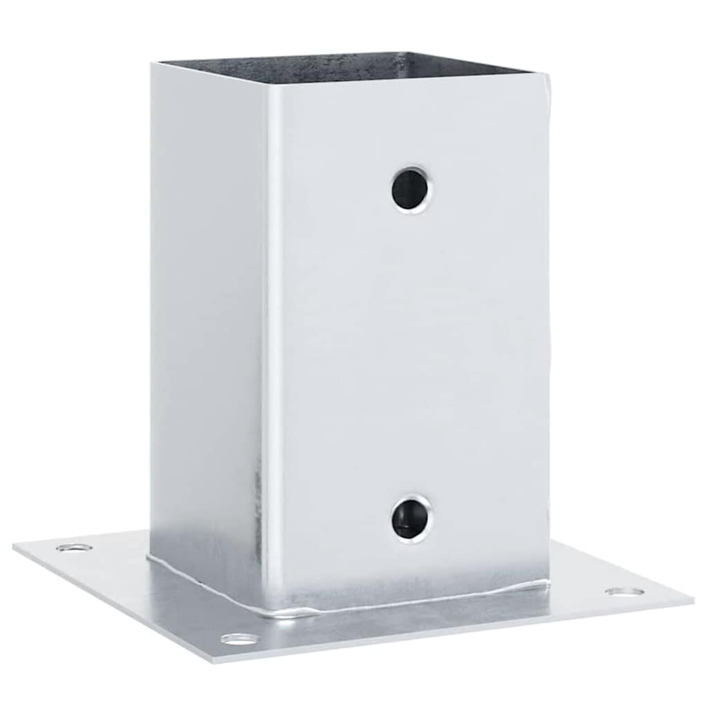 Bases de poste quadradas 4 pcs prata 91x91 mm aço galvanizado