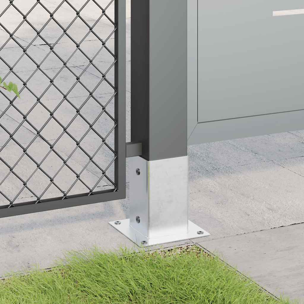 Bases de poste quadradas 4 pcs prata 91x91 mm aço galvanizado