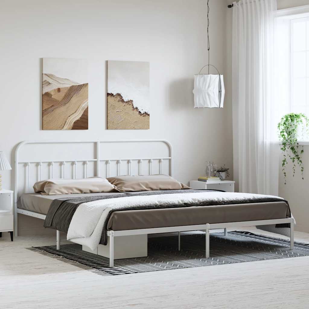 Estrutura de cama com cabeceira 183x213 cm metal branco