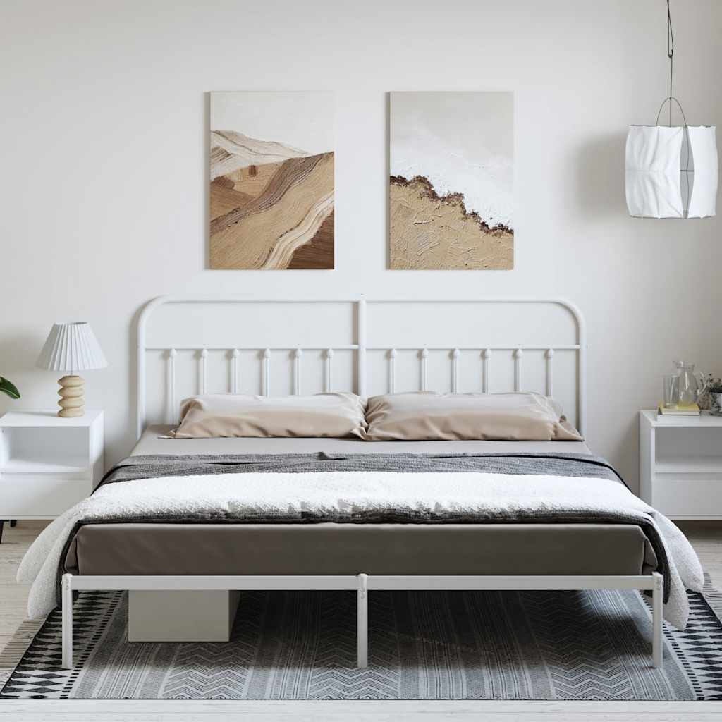 Estrutura de cama com cabeceira 183x213 cm metal branco