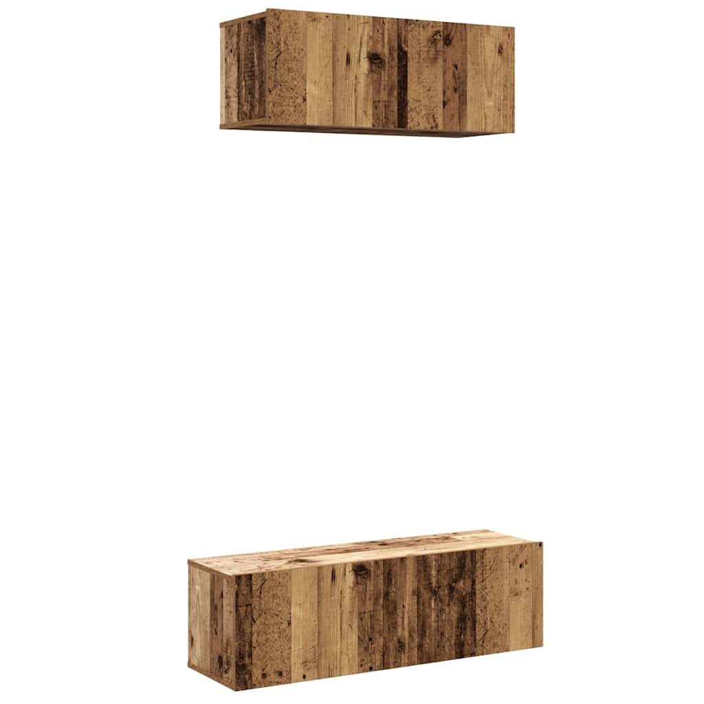 Conjunto de armário TV de parede 2 pcs madeira madeira velha