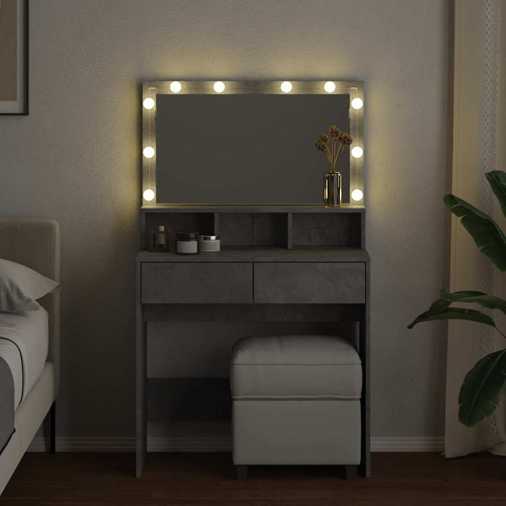 Toucador com LED 80x41x134,5 cm cinzento cimento