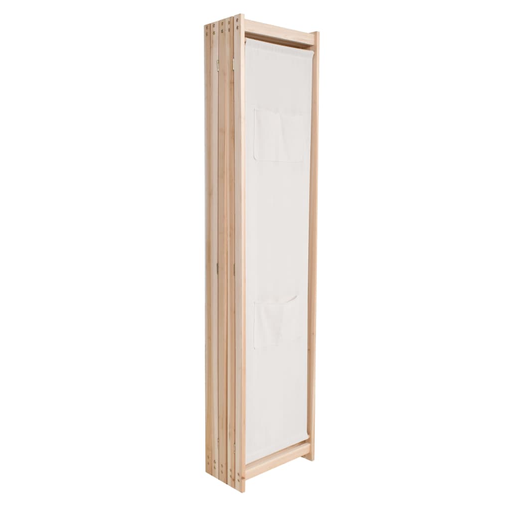 Divisória de quarto com 5 painéis 200x170x4 cm tecido creme