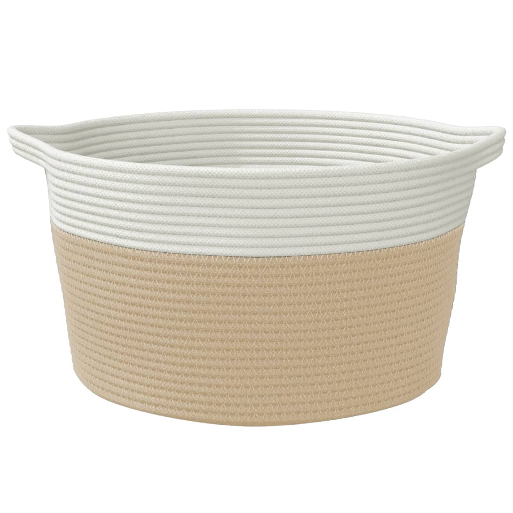 Cesto de arrumação ø40x25 cm algodão bege e branco