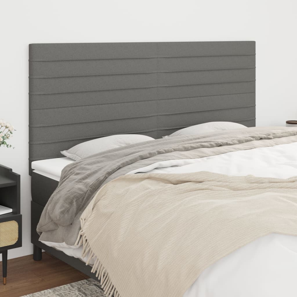 Cabeceira cinza escuro 200x5x118/128 cm tecido
