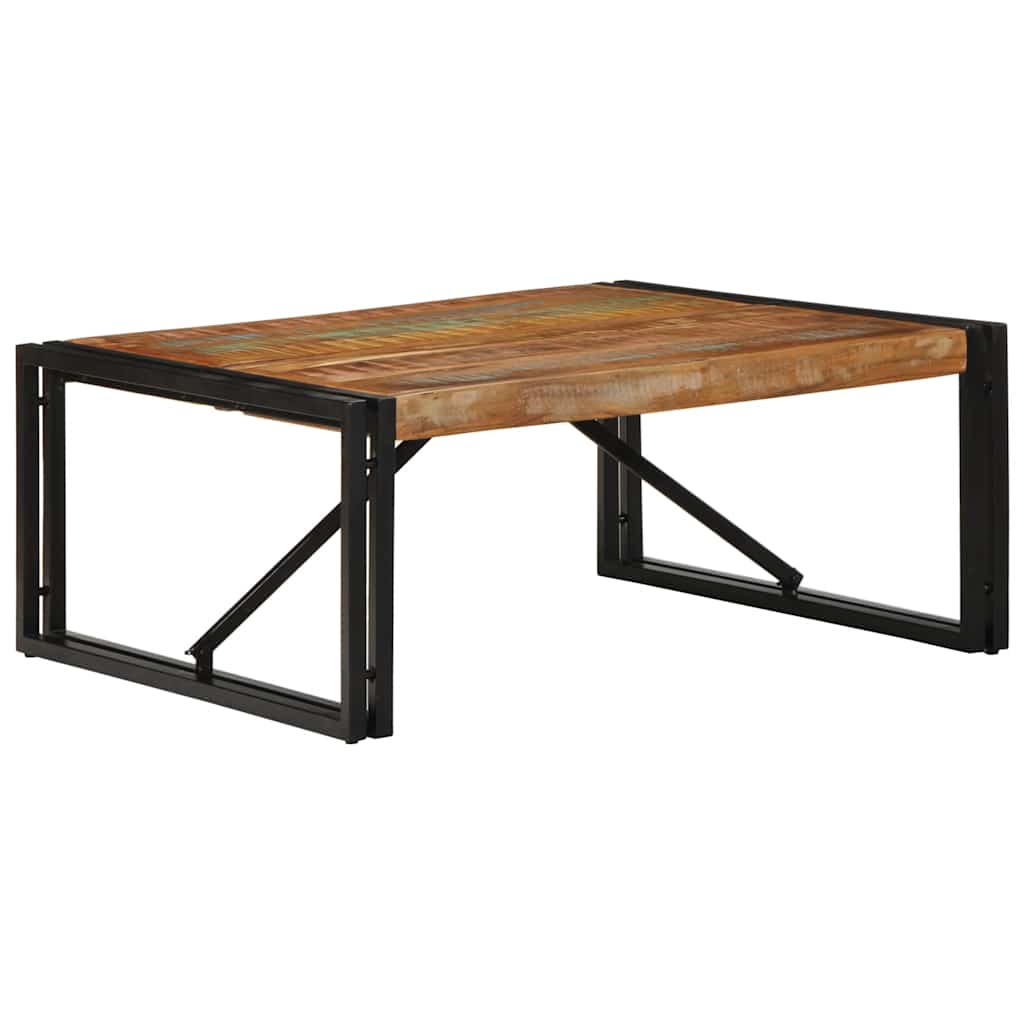 Mesa de centro multicor 80x80x35 cm madeira maciça recuperada