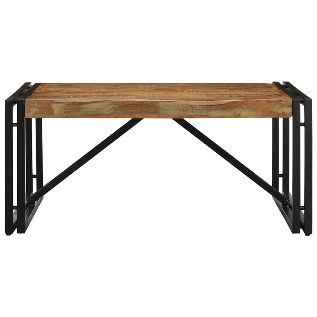 Mesa de centro multicor 80x80x35 cm madeira maciça recuperada