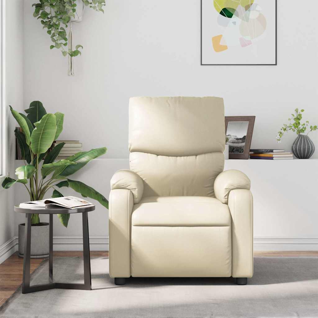 Poltrona de massagens reclinável couro artificial cor creme
