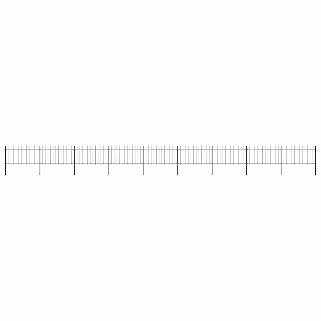 Cerca de jardim com topo em forma de lança em aço 1506x100 cm, preta