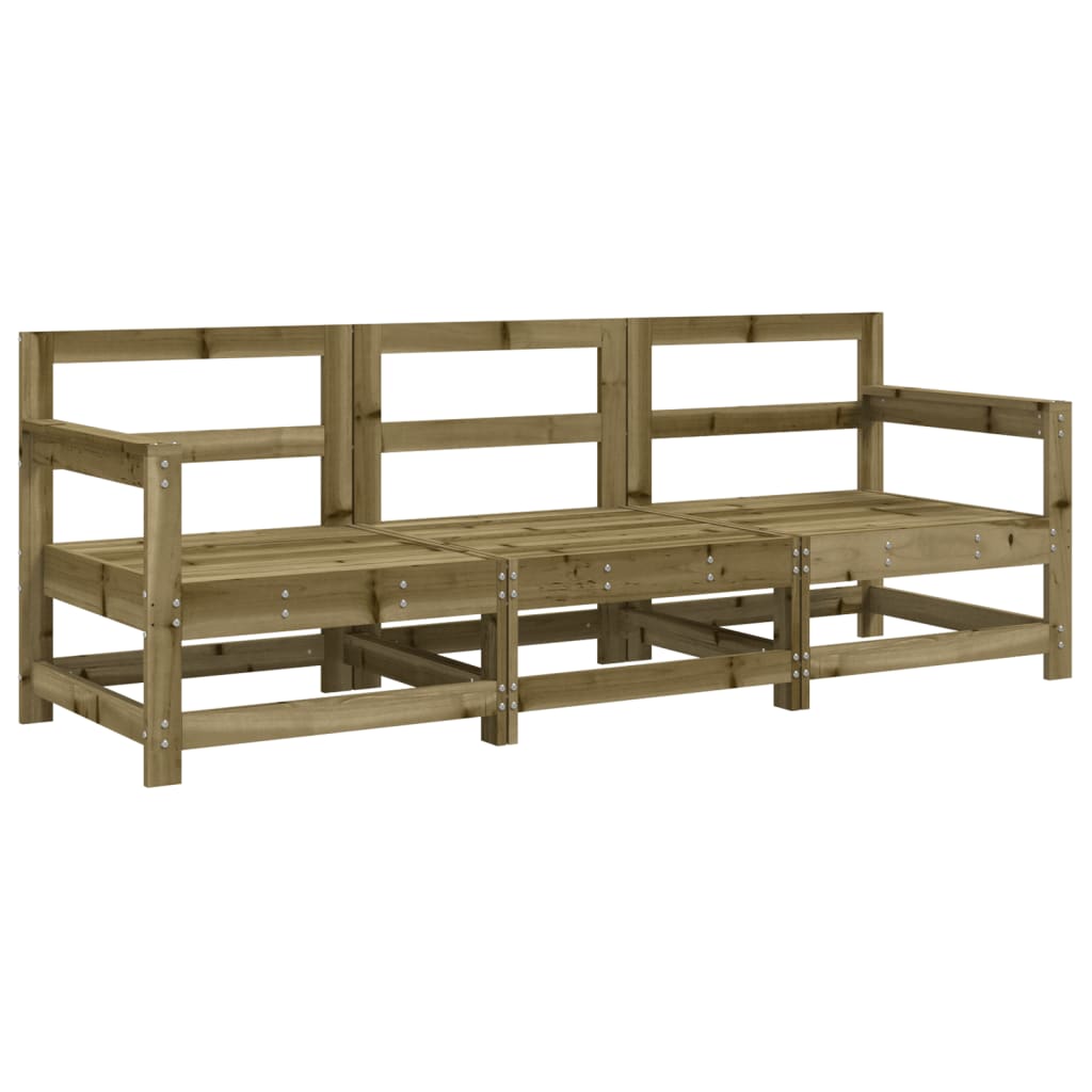 3 Pcs conjunto lounge de jardim madeira de pinho impregnada